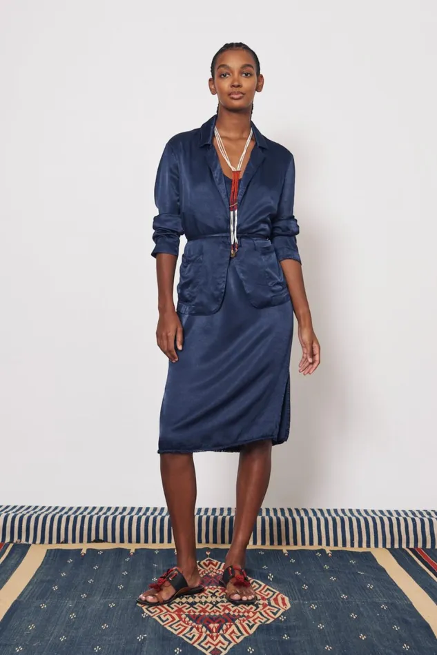 Women Pebble Satin Midnight Juba Jacket Raquel Allegra Jackets