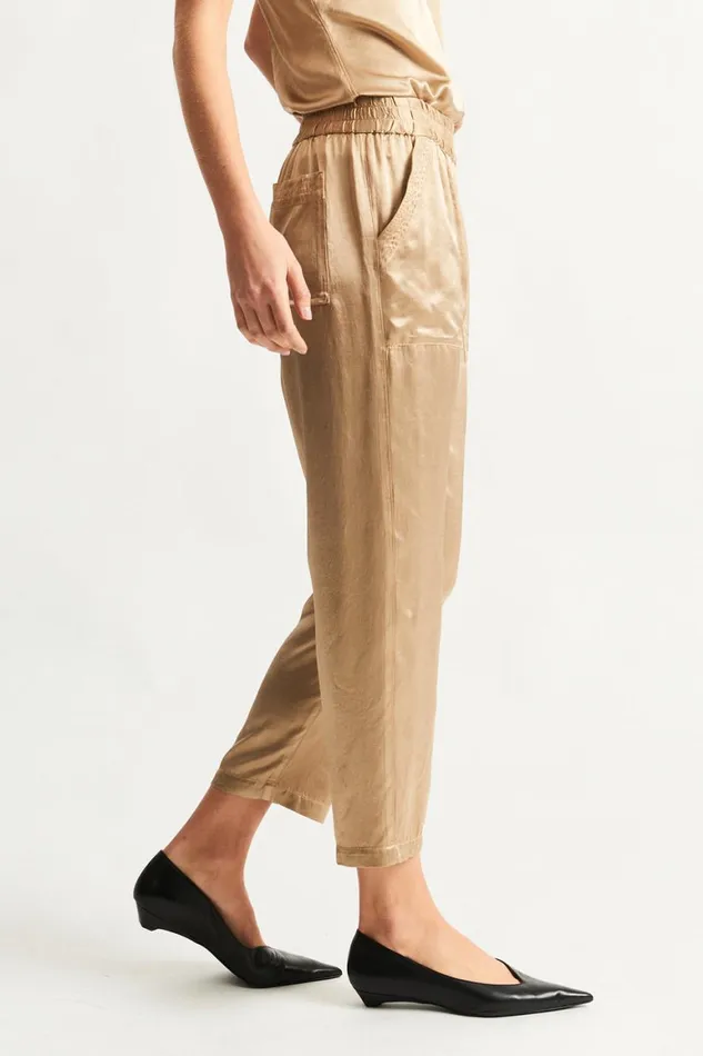 Women Pebble Satin Sand Trapunto Pant Raquel Allegra Jackets