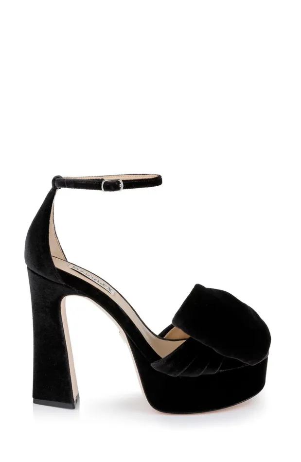 Women Platform Badgley Mischka Alora Ii Platform Sandals Black Velvet