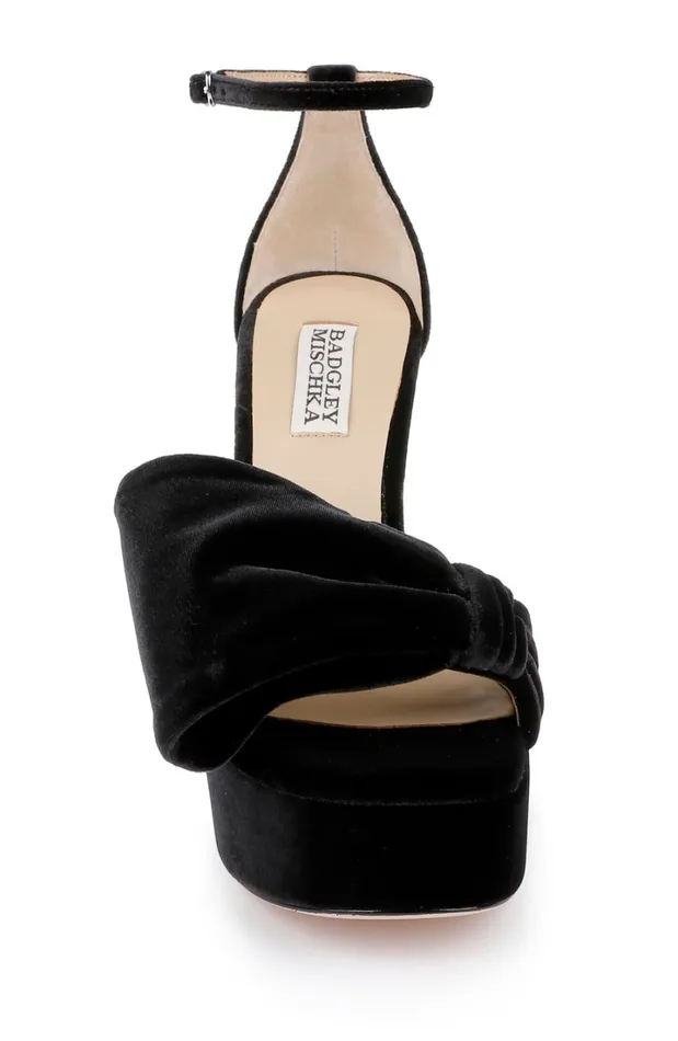Women Platform Badgley Mischka Alora Ii Platform Sandals Black Velvet