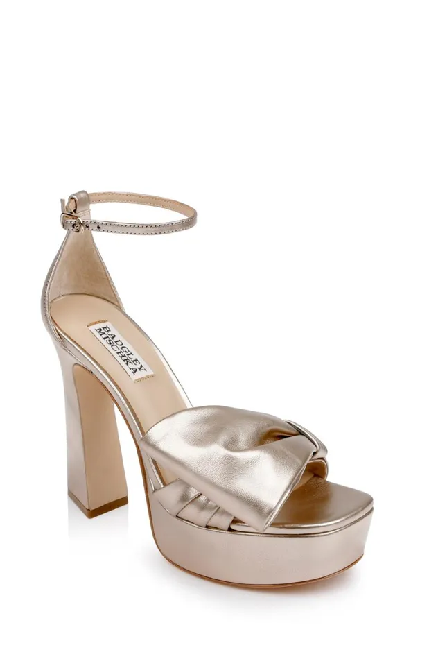 Women Platform Badgley Mischka Alora Metallic Platform Sandals Champagne Metallic