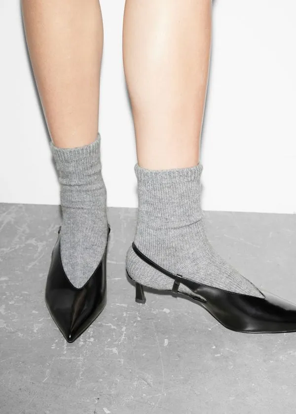 Women Pumps and Other Stories Classic Leather Slingback Pumps Black