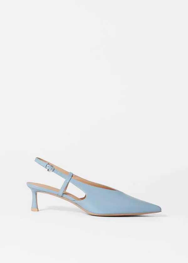 Women Pumps and Other Stories Classic Leather Slingback Pumps Light Blue
