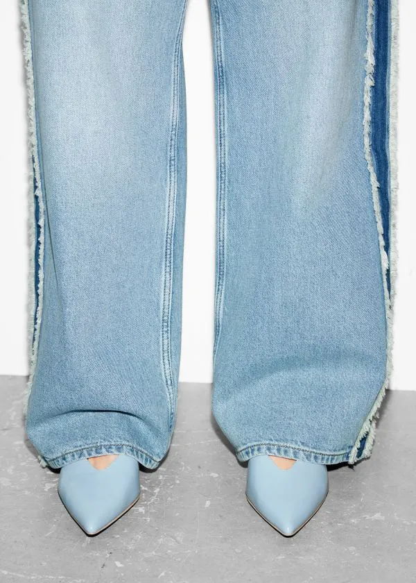 Women Pumps and Other Stories Classic Leather Slingback Pumps Light Blue