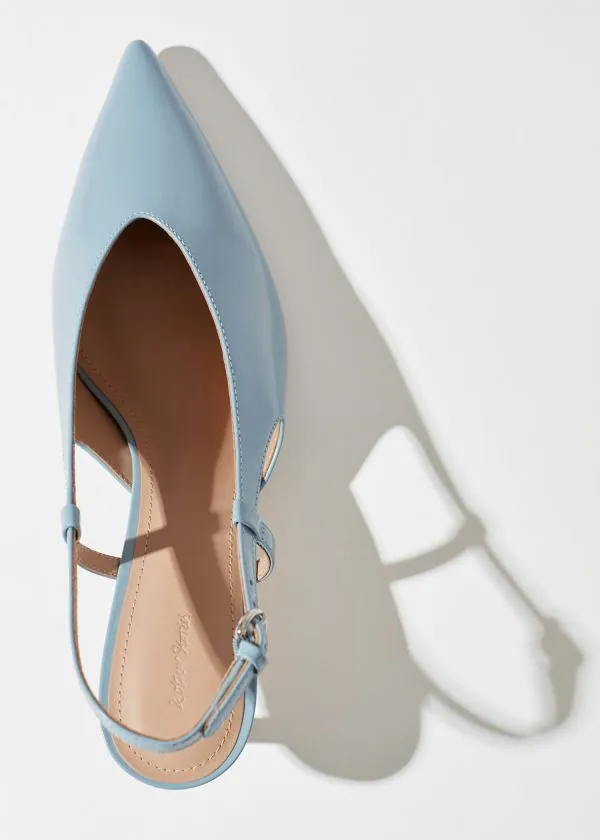 Women Pumps and Other Stories Classic Leather Slingback Pumps Light Blue