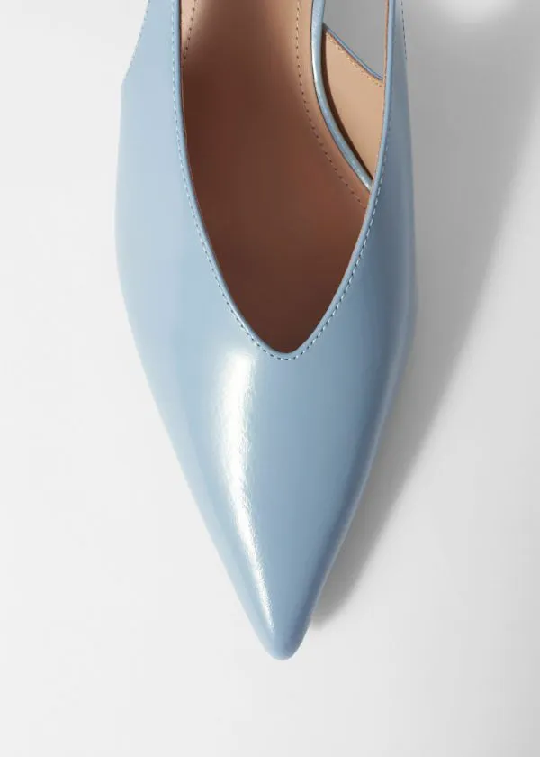 Women Pumps and Other Stories Classic Leather Slingback Pumps Light Blue