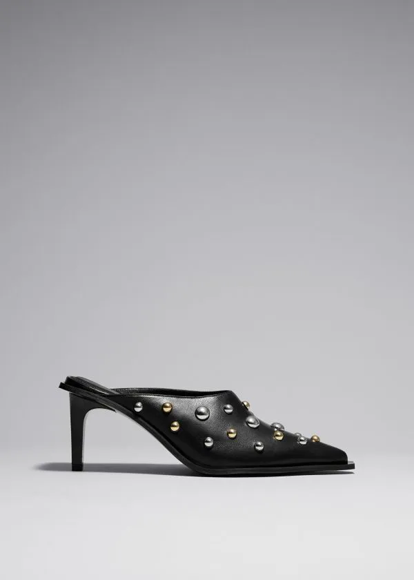 Women Pumps and Other Stories Studded Leather Mules Black