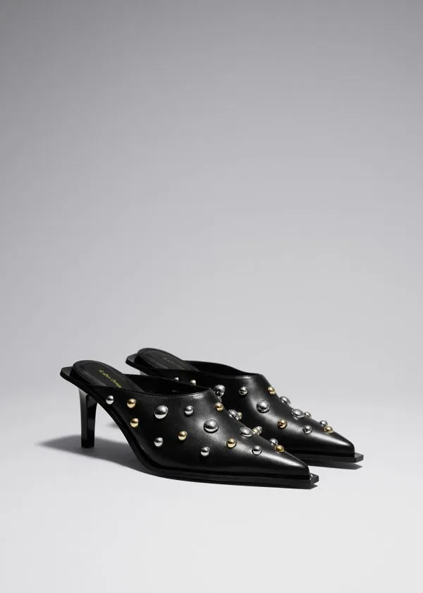 Women Pumps and Other Stories Studded Leather Mules Black