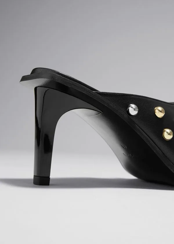 Women Pumps and Other Stories Studded Leather Mules Black