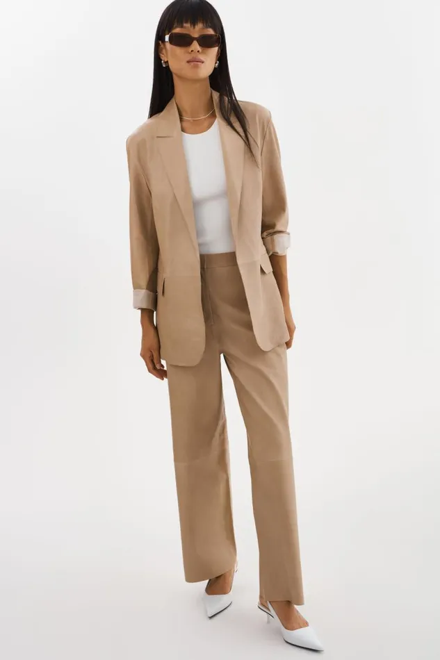 Women QUIRINA Leather Blazer Beige LAMARQUE Leather Jackets Women QUIRINA Leather Blazer Beige LAMARQUE Leather Jackets