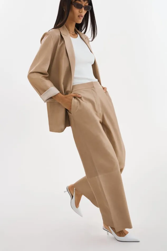 Women QUIRINA Leather Blazer Beige LAMARQUE Leather Jackets Women QUIRINA Leather Blazer Beige LAMARQUE Leather Jackets