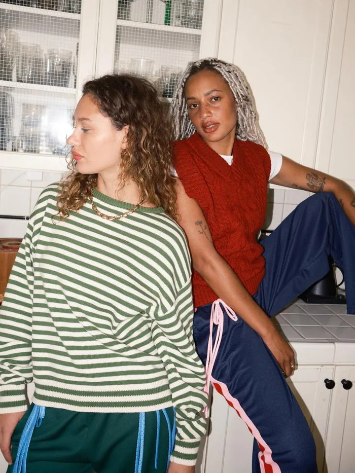 Women quotI Can039t Believe It039s Not Vintagequot Crewneck Green Stripe Lisa Says Gah Sweaters