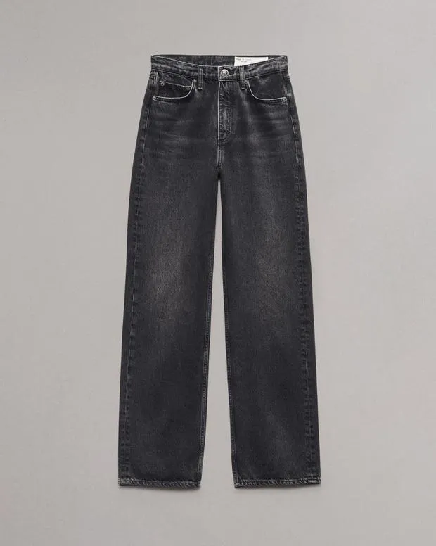Women rag and bone Shea Relaxed Straight Jean Black Stone Straight and SlimJeans