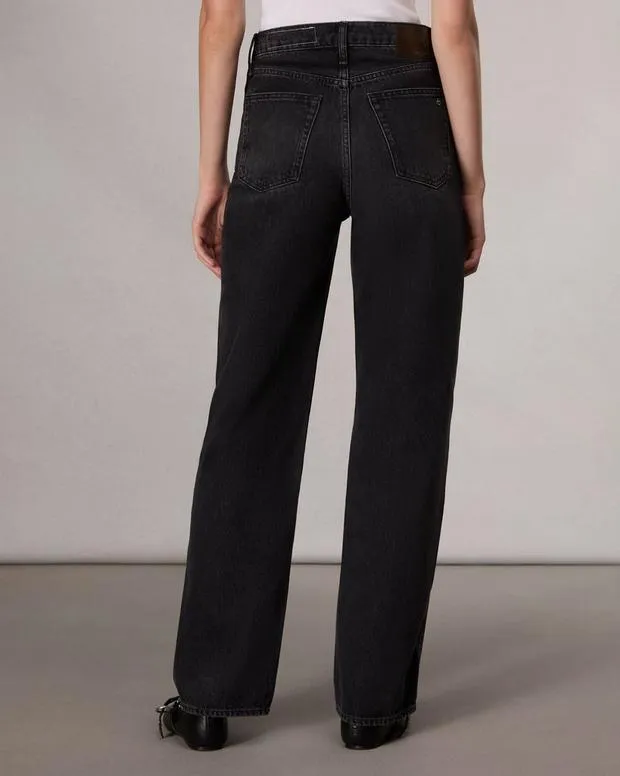 Women rag and bone Shea Relaxed Straight Jean Black Stone Straight and SlimJeans