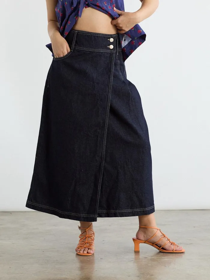 Women Raye Denim Skirt Dark Indigo Lisa Says Gah Skirts