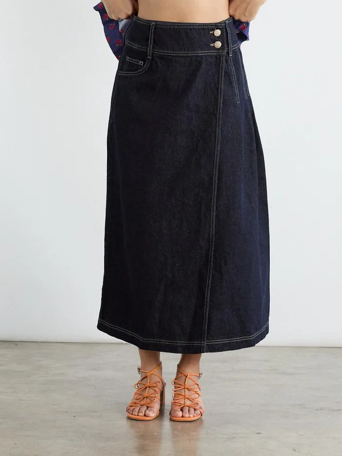 Women Raye Denim Skirt Dark Indigo Lisa Says Gah Skirts