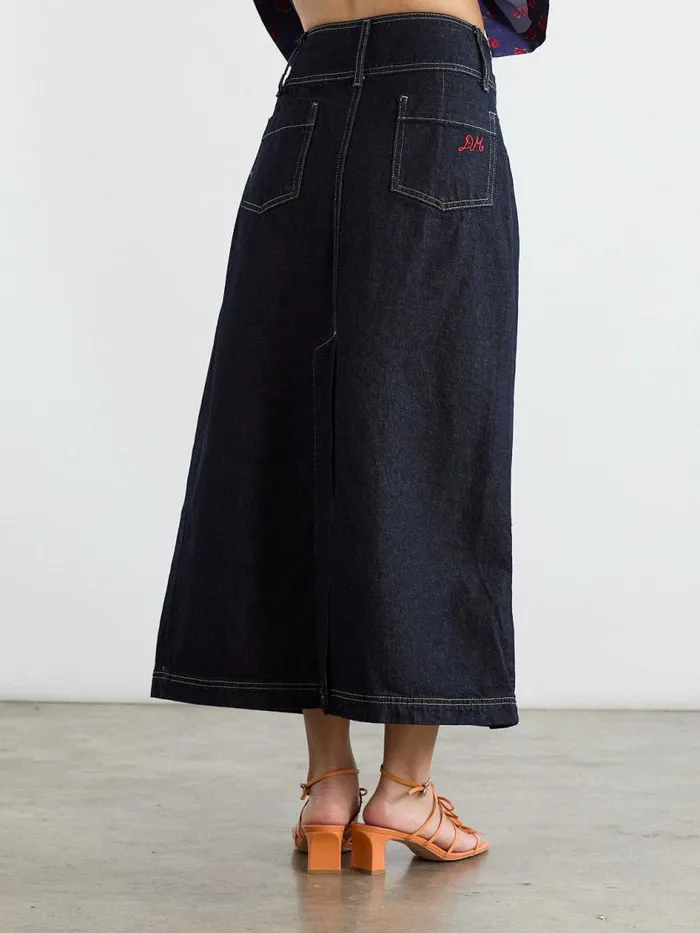 Women Raye Denim Skirt Dark Indigo Lisa Says Gah Skirts