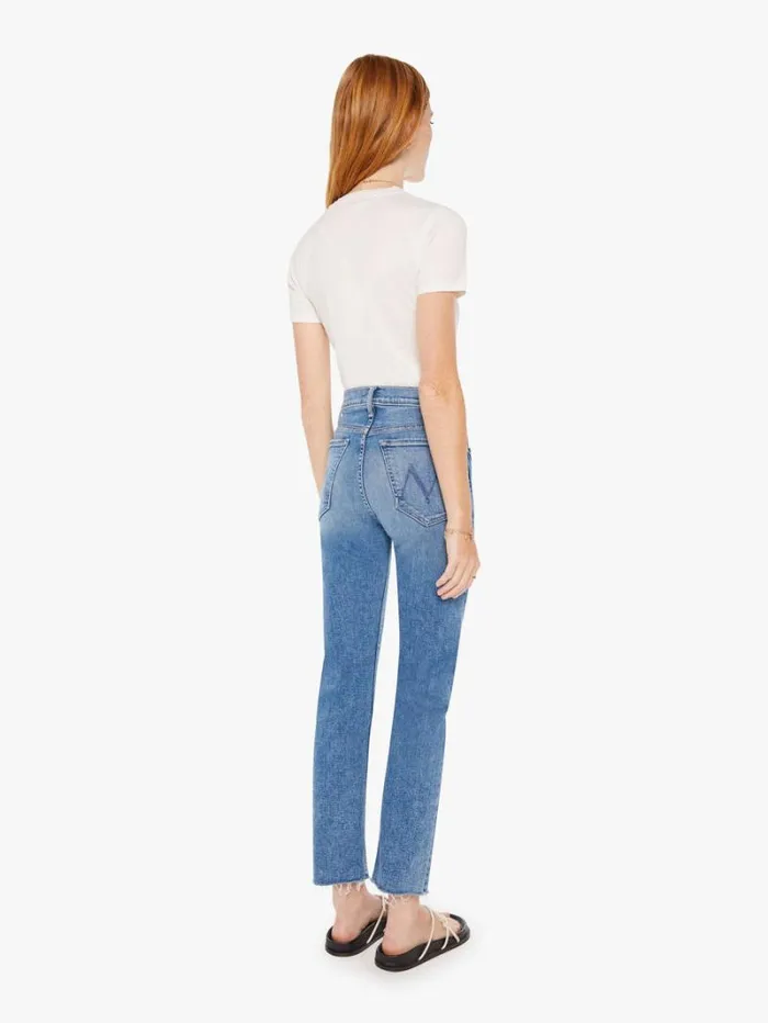Women Relaxed Mother Denim The Tomcat Ankle Fray Wash On The Road