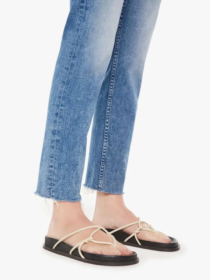 Women Relaxed Mother Denim The Tomcat Ankle Fray Wash On The Road