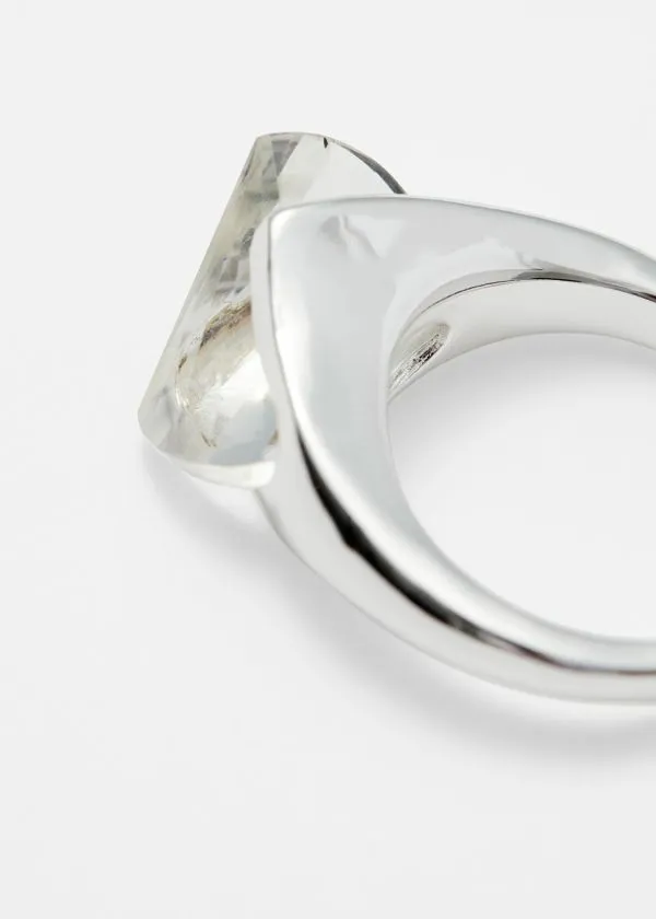 Women Rings and Other Stories Asymmetrical Crystal Ring Silver