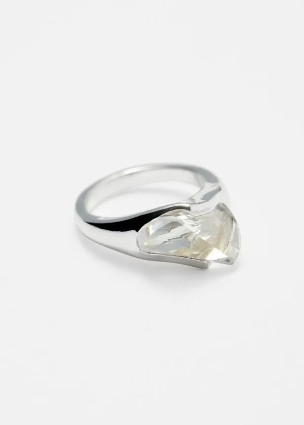 Women Rings and Other Stories Asymmetrical Crystal Ring Silver