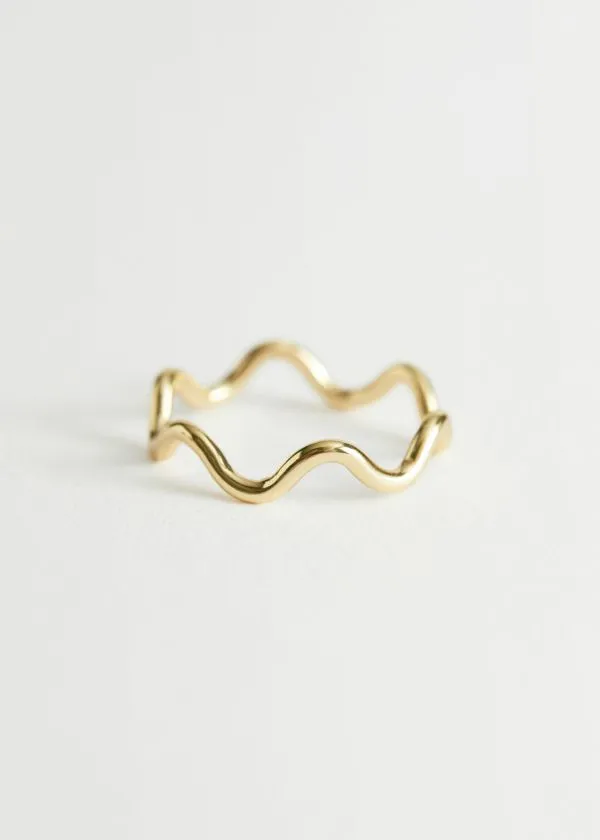 Women Rings and Other Stories Delicate Wavy Ring Gold