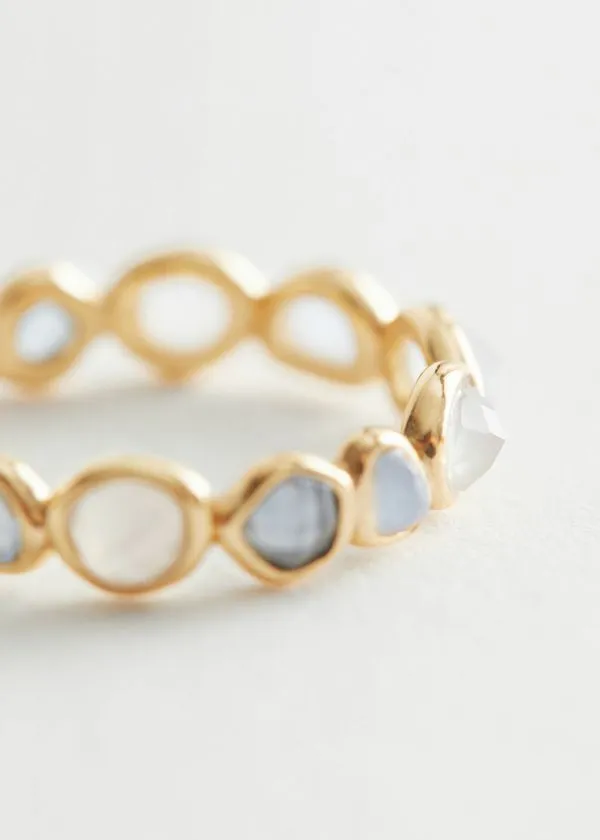Women Rings and Other Stories Organic Glass Stone Ring Blue Stones