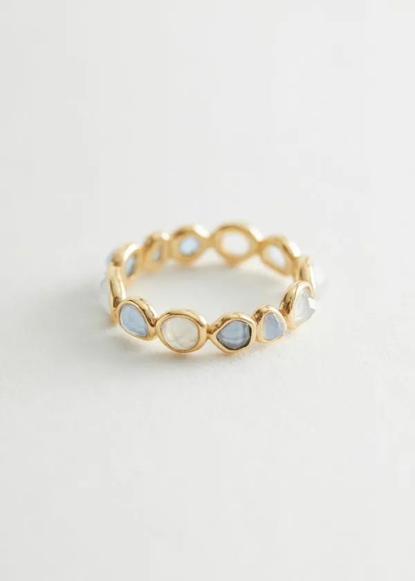 Women Rings and Other Stories Organic Glass Stone Ring Blue Stones
