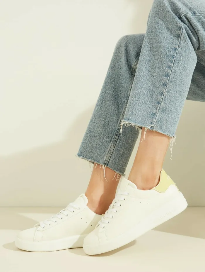 Women Rockies Pop Heel Sneakers Ivory Sneakers GUESS