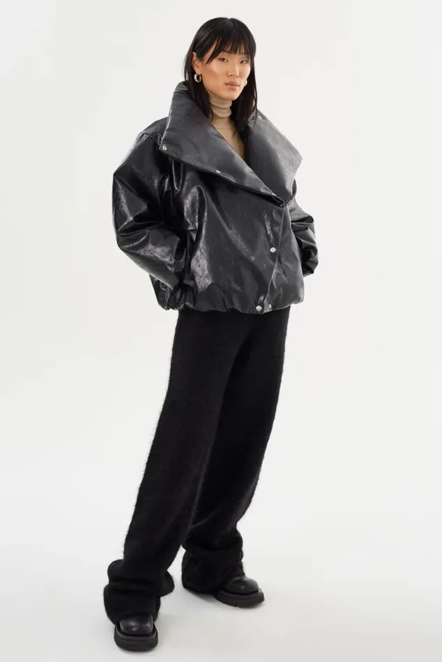 Women RONNIE Faux Leather Puffer Jacket Black LAMARQUE Puffers