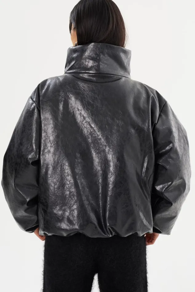 Women RONNIE Faux Leather Puffer Jacket Black LAMARQUE Puffers