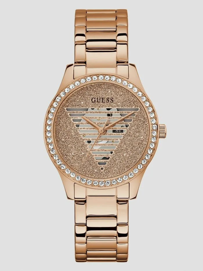 Women Rose GoldTone Logo Analog Watch Rose Gold Watches GUESS