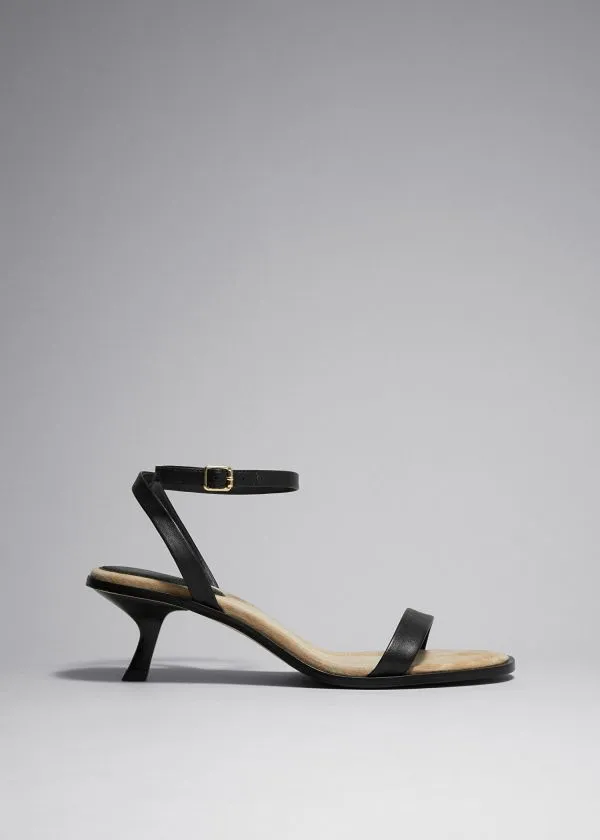 Women Sandals and Other Stories Kitten Heel Leather Sandals Black