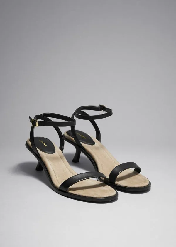 Women Sandals and Other Stories Kitten Heel Leather Sandals Black