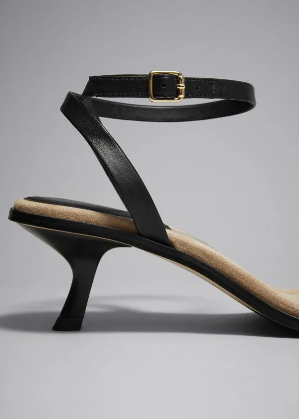 Women Sandals and Other Stories Kitten Heel Leather Sandals Black
