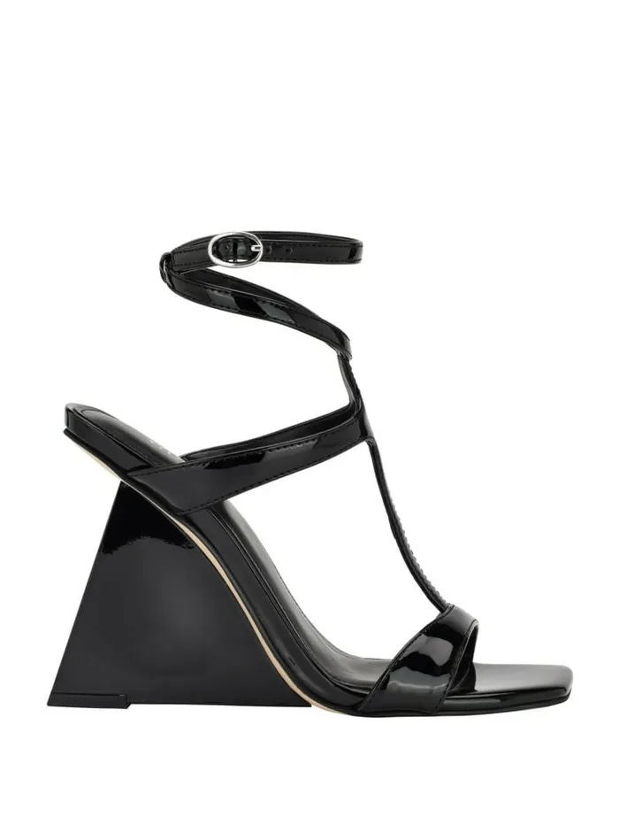 Women Sandals GUESS Bacio TStrap Wedge Heels Black 002 Women Sandals GUESS Bacio TStrap Wedge Heels Black 002