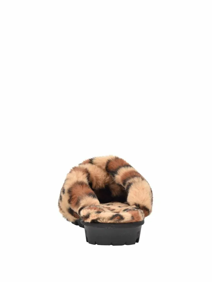 Women Sandals GUESS Crisscross Fur Slipper Brown Multi Fabric Women Sandals GUESS Crisscross Fur Slipper Brown Multi Fabric