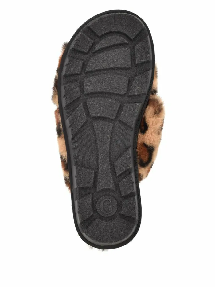 Women Sandals GUESS Crisscross Fur Slipper Brown Multi Fabric Women Sandals GUESS Crisscross Fur Slipper Brown Multi Fabric