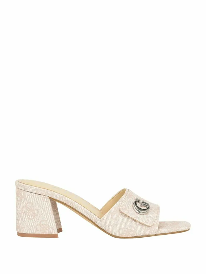 Women Sandals GUESS Gallai Block Heel Mules Ivory Women Sandals GUESS Gallai Block Heel Mules Ivory