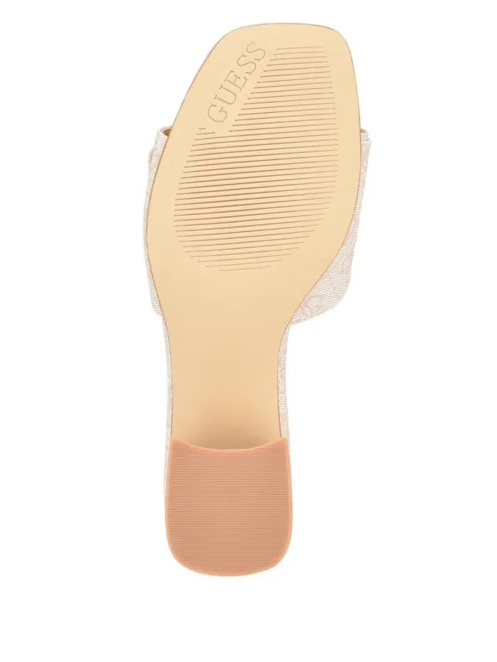 Women Sandals GUESS Gallai Block Heel Mules Ivory Women Sandals GUESS Gallai Block Heel Mules Ivory