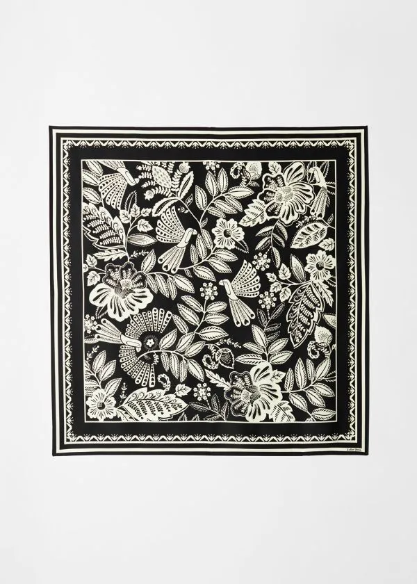Women Scarves and Other Stories Bird Square Scarf Blackandwhite