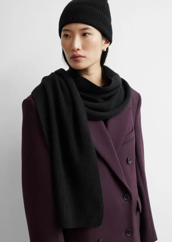 Women Scarves and Other Stories Cashmere Knit Scarf Black