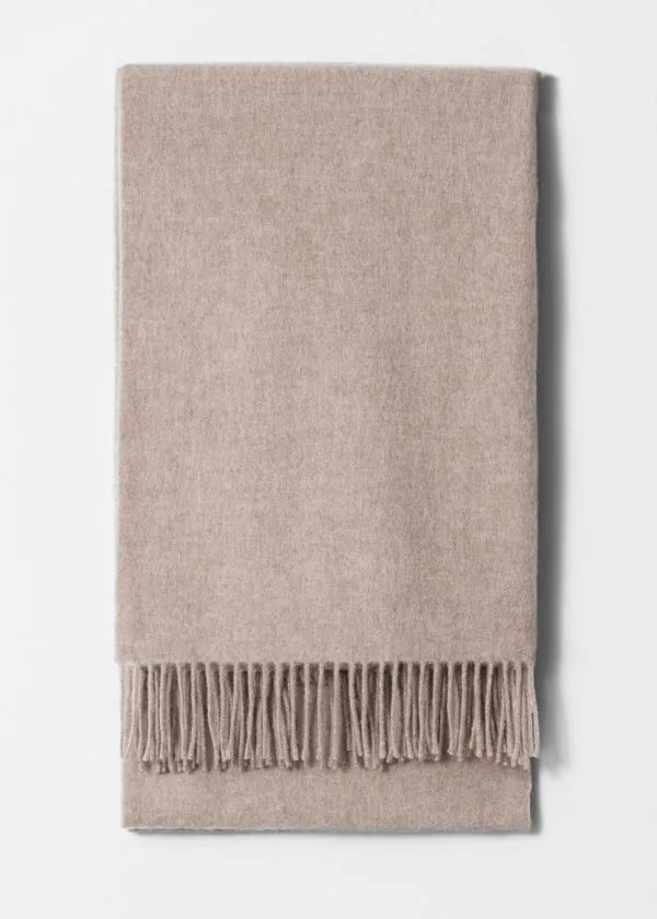Women Scarves and Other Stories Fringed Wool Blanket Scarf Beige