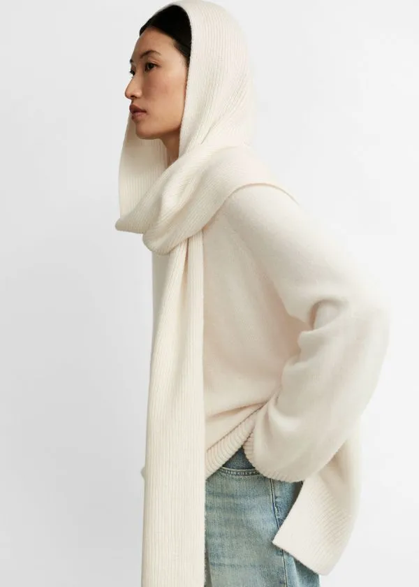 Women Scarves and Other Stories Hooded Wool Scarf Cream