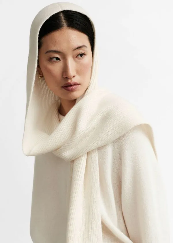 Women Scarves and Other Stories Hooded Wool Scarf Cream
