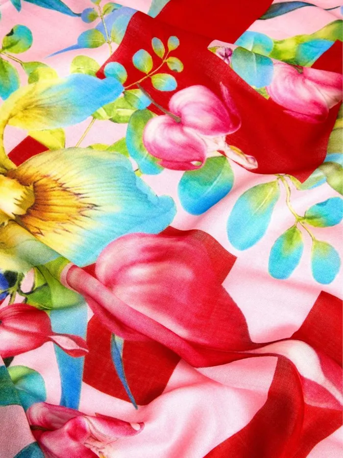 Women Scarves Givenchy Shawl In Cashmere And Silk With 4G Flowers Print Pink