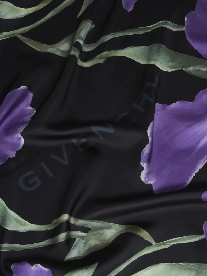 Women Scarves Givenchy Square In Silk With Floral Print Purple Women Scarves Givenchy Square In Silk With Floral Print Purple