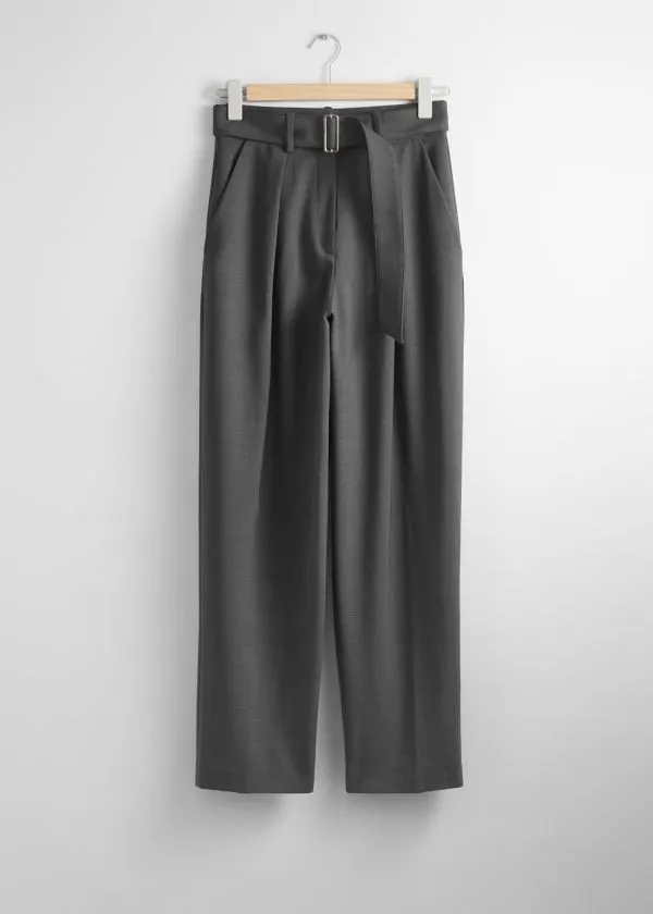 Women Sets and Suits and Other Stories Belted Tailored Trousers Grey