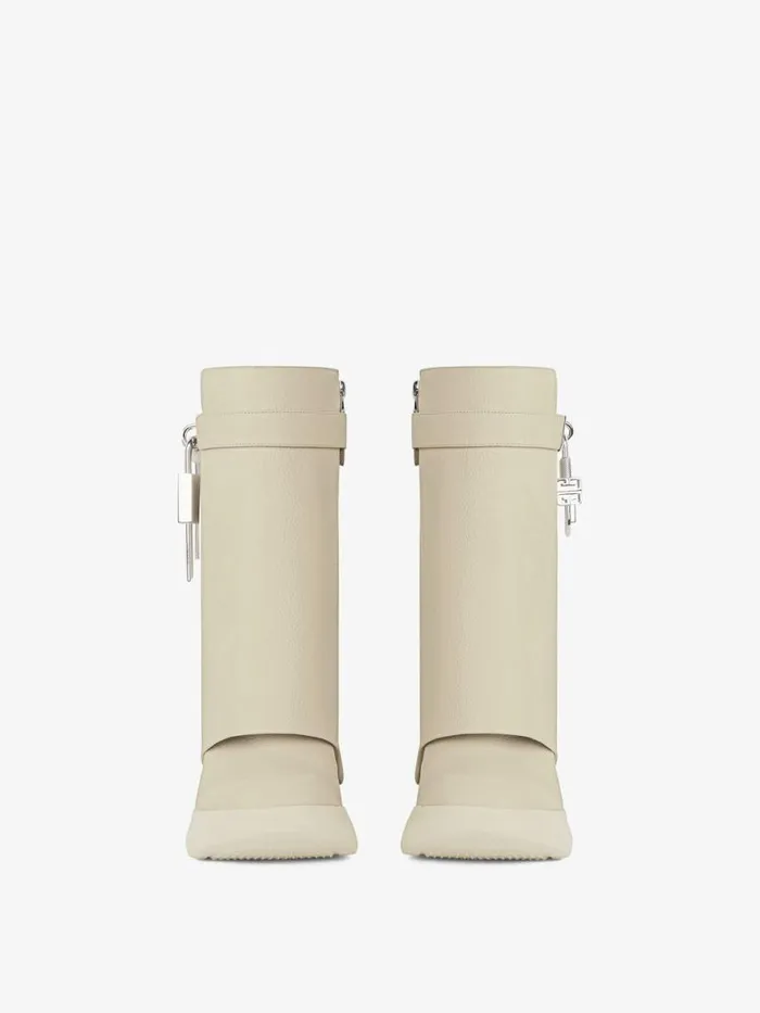 Women Shark Lock Givenchy Shark Lock Biker Ankle Boots In Grained Leather Beige Women Shark Lock Givenchy Shark Lock Biker Ankle Boots In Grained Leather Beige
