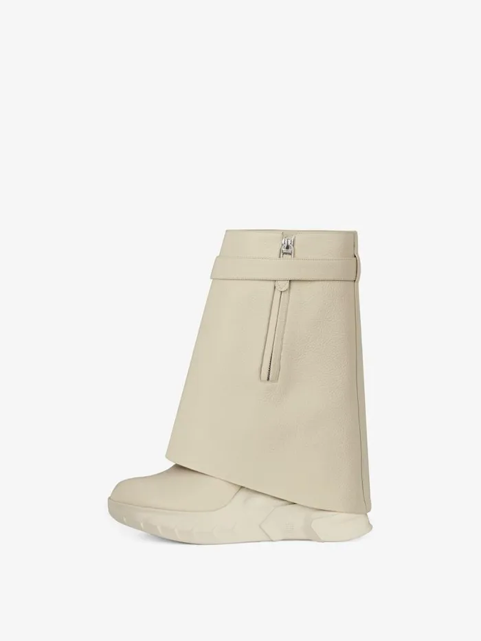 Women Shark Lock Givenchy Shark Lock Biker Ankle Boots In Grained Leather Beige Women Shark Lock Givenchy Shark Lock Biker Ankle Boots In Grained Leather Beige